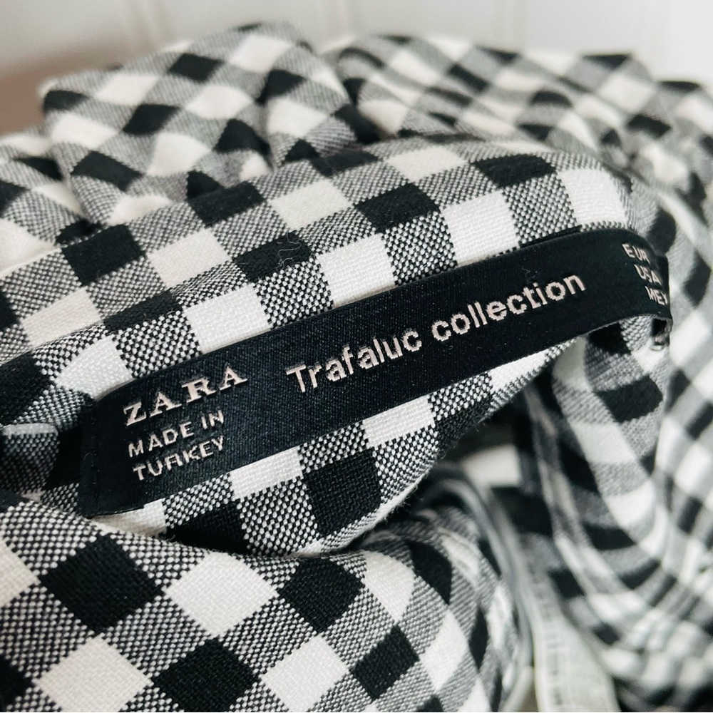 ZARA Gingham Paper Bag Shorts - Picture 6 of 7
